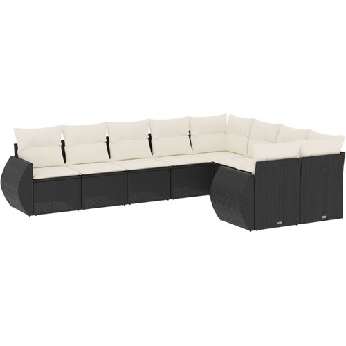 vidaXL 9-dijelni set vrtnih sofa s jastucima crni od poliratana Cijene