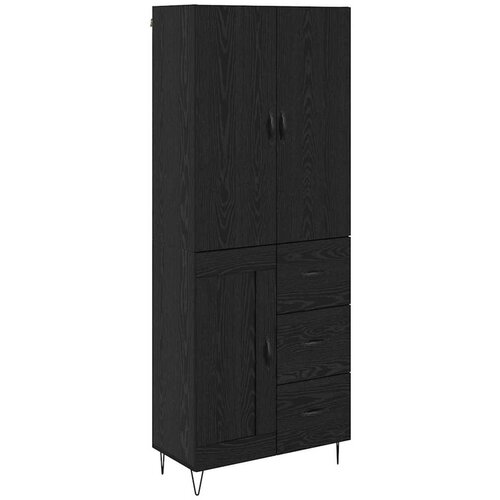 vidaXL Visok predalnik 2 pcs Črna Orehovina Inženirski les in steklo, (5000108479) Cene