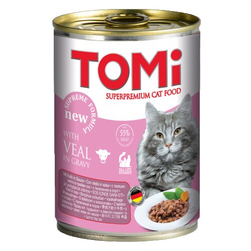 Tomi Vlažna hrana za mačke u konzervi, Teletina, 400 g Slike