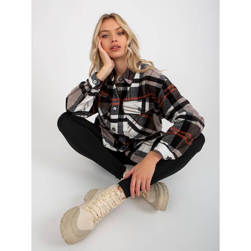 Fashion Hunters Beige and black checked top shirt with pockets Slike