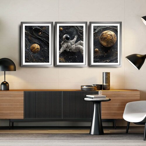 WALLXPERT Ukrasne uramljene slike, 38x53cm, 3 komada, Šarene Cene