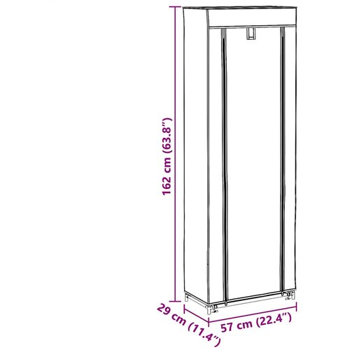  za Cipele s Pokrovom od Tkanine 57 x 29 x 162 cm, Crni Slike
