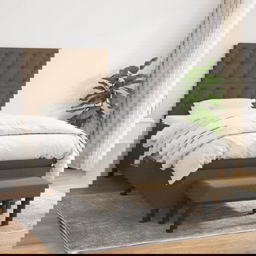 The Living Store Box spring postelja z vzmetnico temno rjava 100x200 cm blago - Box Spring Postelja, (21516122) Slike