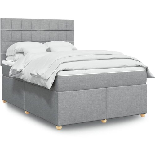 VidaXL Box spring postelja z vzmetnico svetlo siva 140x200 cm blago Slike