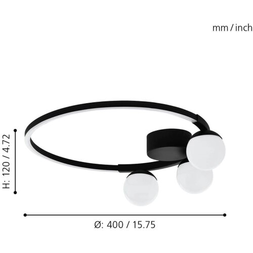 Eglo Phianeros spot/1, led, 22w, prečnik 400, crno/bela Slike
