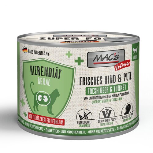  Ekonomično pakiranje MAC&amp;#039;s Cat Vetcare bubrežna dijeta 24 x 200 g - Govedina i puretina Slike