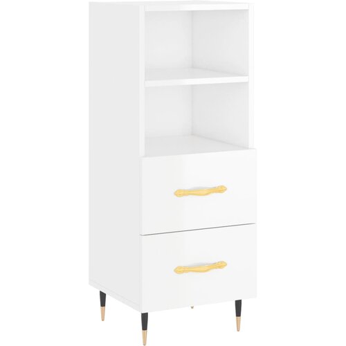  Komoda sjajna bijela 34,5 x 34 x 90 cm od konstruiranog drva Slike