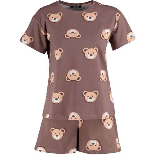 Trendyol Pajama Set - Brown - Graphic Slike