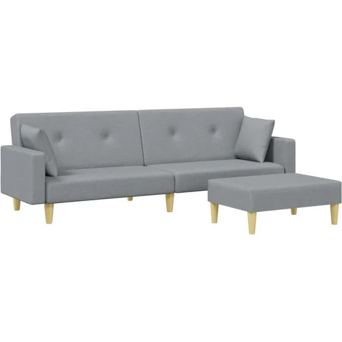 Maison Chic kavč - Sofa - Kanape dvosed s stolčkom za noge svetlo sivo blago, (21727376)