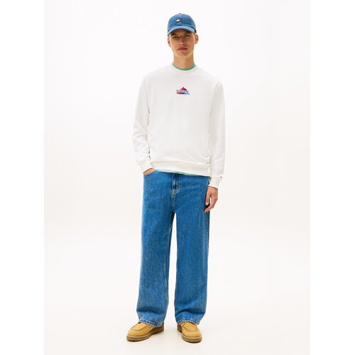 Tommy Jeans Sweater majica menta / svijetlo crvena / crna / bijela Slike