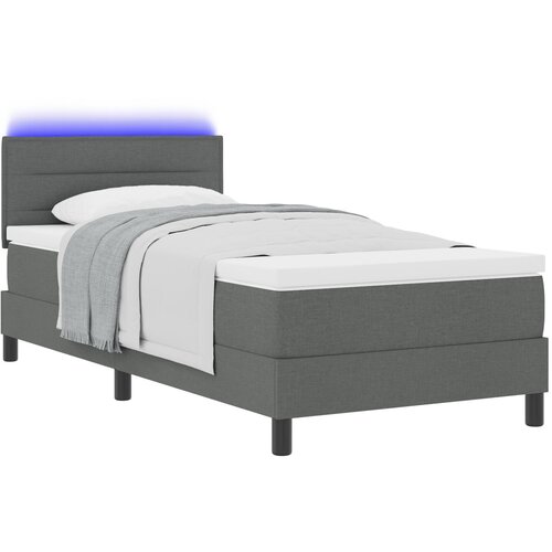 VidaXL krevet s kutijom s madracem i LED tamnosiv 80x200 cm tkanina Slike