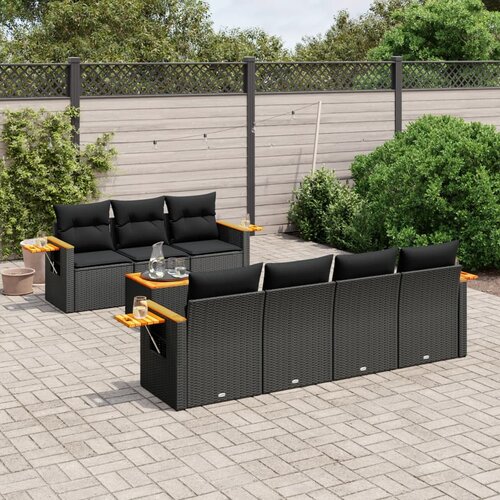 vidaXL 8-dijelni set vrtnih sofa od poliratana s jastucima crni Cijene