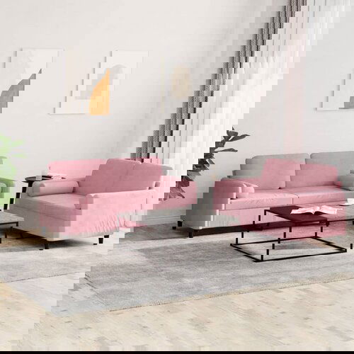 VidaXL 2-dijelni set sofa s jastucima ružičasti bar&amp;scaron;unasti Slike