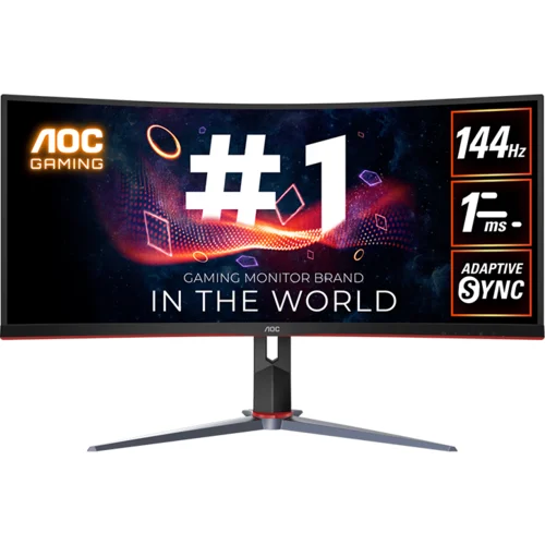  MONITOR AOC 34"" Gaming CU34G2XP 34” Curved VA, 21:9, 3440x1440, 180Hz, 1ms, 430 cd/m2, 4000:1, HDMI, DP, PbP, PiP, Ergonomic, Black-Red, VESA 3y