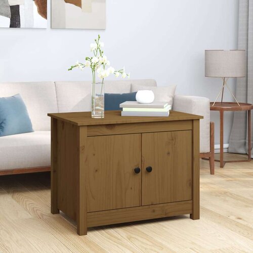  Klubska mizica medeno rjava 71x49x55 cm trdna borovina, (20714223) Slike