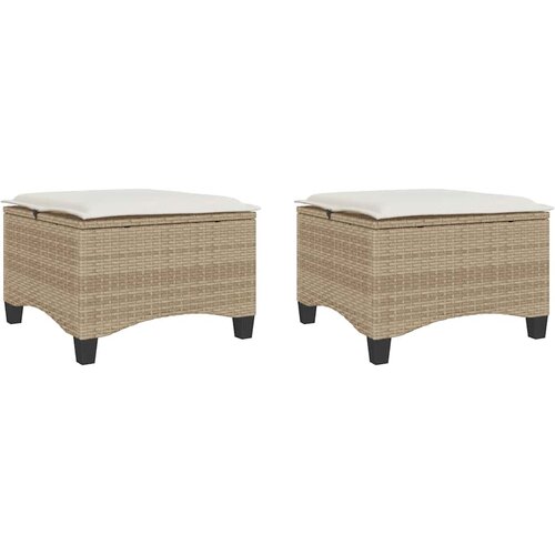  Vrtni tabure s jastucima 2 kom bež 55x55x36 cm poliratan Slike