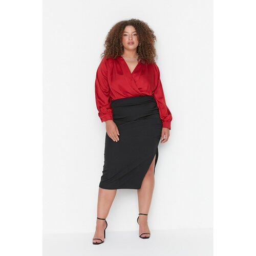 Trendyol Curve Black Side Ruffle Detailed Woven Skirt Slike