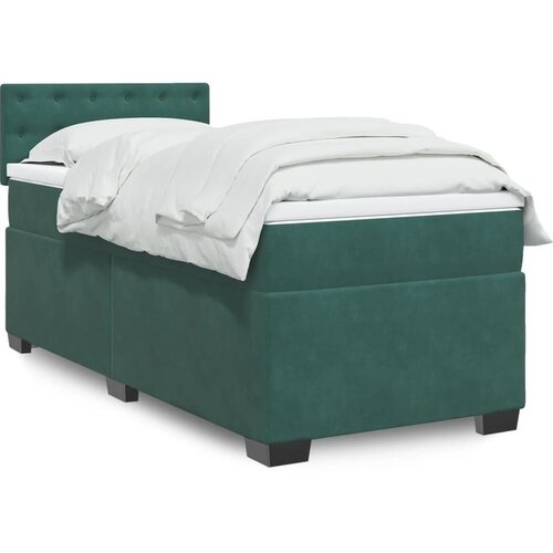 VidaXL Box spring postelja z vzmetnico temno zelena 80x200 cm žamet Slike
