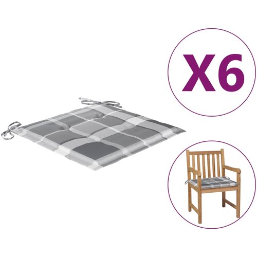 vidaXL Blazine za vrtne stole 6 kosov siv karo vzorec 50x50x3 cm blago Cene