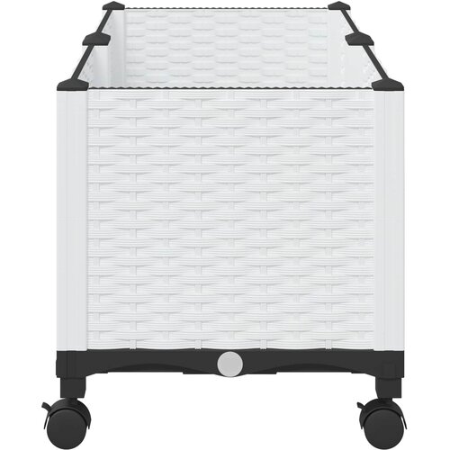  Vrtni saksija s kotačima Bijela 80 x 40 x 48 cm PP Slike