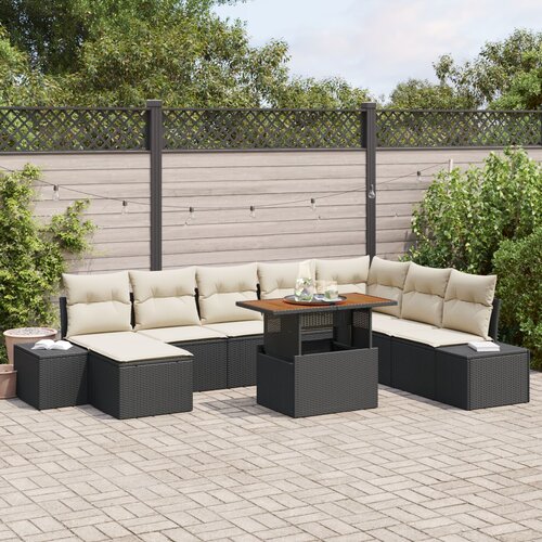 VidaXL Vrtna sofa set Set od 9 Crna Ratan Vrtna kutna sofa Pravokutna Slike