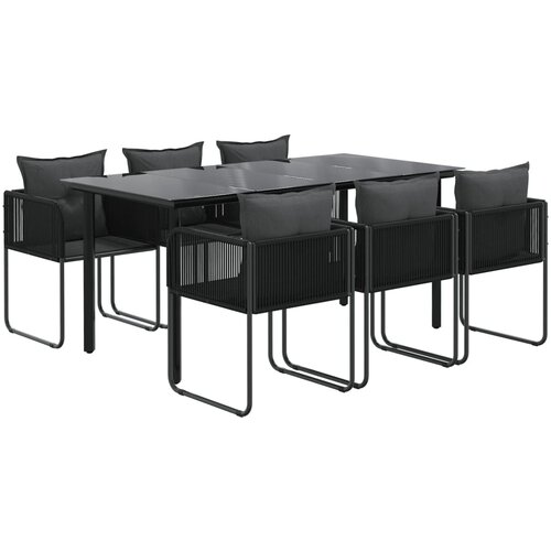  7-dijelni vrtni blagovaonski set crni Crna Dužina stola 160 cm Slike