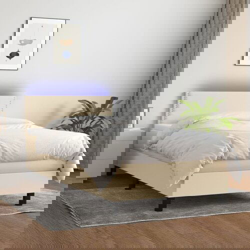 The Living Store Box spring postelja z vzmetnico LED krem 100x200 cm blago - Box Spring Postelja, (21521628) Cene
