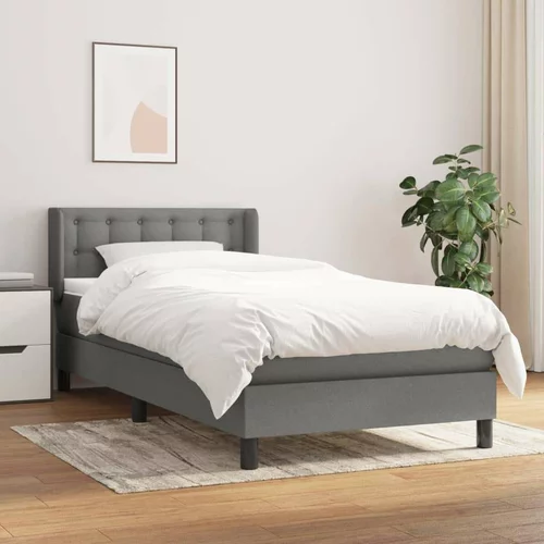  Box spring postelja z vzmetnico temno siva 90x190 cm blago, (20790702)