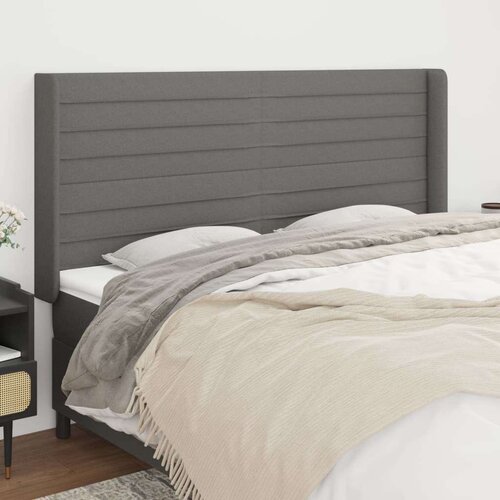  Vzglavje z u&amp;scaron;esi temno sivo 183x16x118/128 cm blago, (20952929) Slike