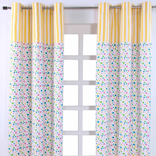 HOMESCAPES Multi Polka Dots Ready Made Eyelet zavese, par, 137x182 cm, padec, (20749476) Cene