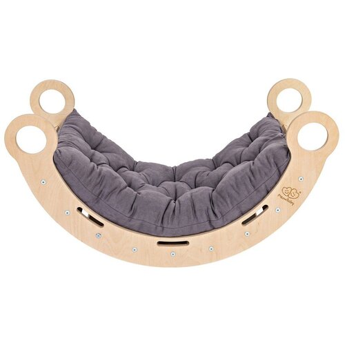MeowBaby Siva/naravna gugalnica iz borovega lesa 39x75x38 cm Montessori - Cene