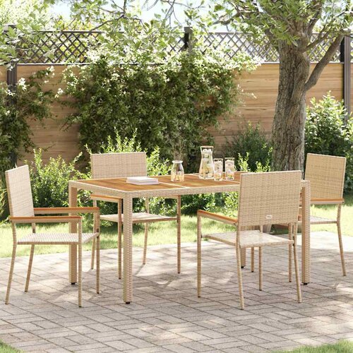 VidaXL Zunanji stoli 4 pcs Krema, Rjava Slike