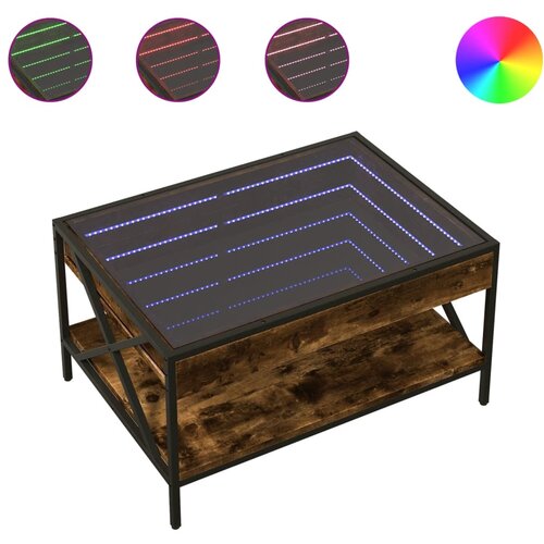 Maison Chic Klubska mizica - kavna mizica - Nizka mizica z neskončnimi LED dimljen hrast 70x50x38 cm, (21752005) Slike