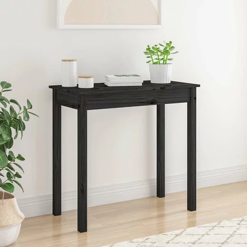  Konzolna mizica črna 80x40x75 cm trdna borovina, (20711622)