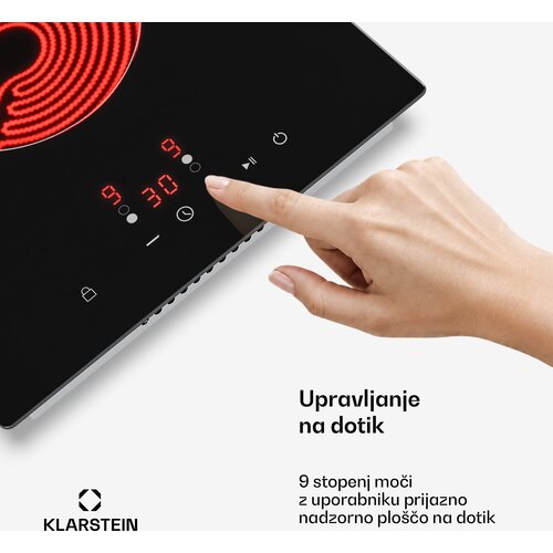 Klarstein Staklokeramička ploča za kuhanje Hito | 2 zone za kuhanje | 3000 W | 9 razina snage | 30 cm Slike