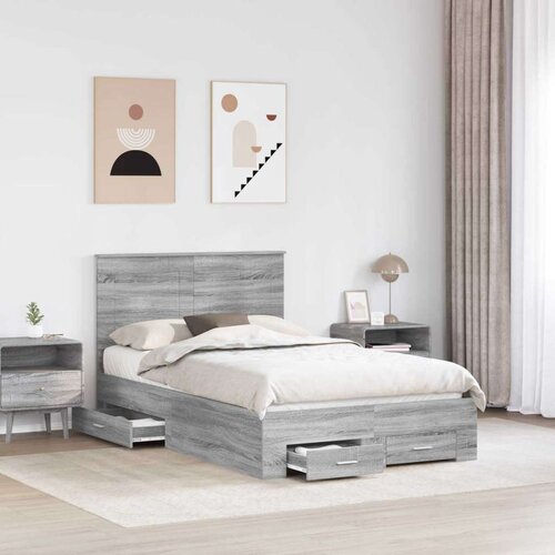  Okvir za krevet s uzglavljem Siva Sonoma 120 x 190 cm Slike