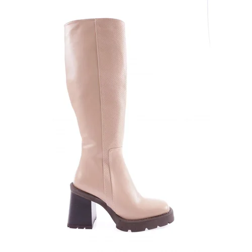 DGN 1542 Round Toe Thick Sole Women's Heeled Boots.