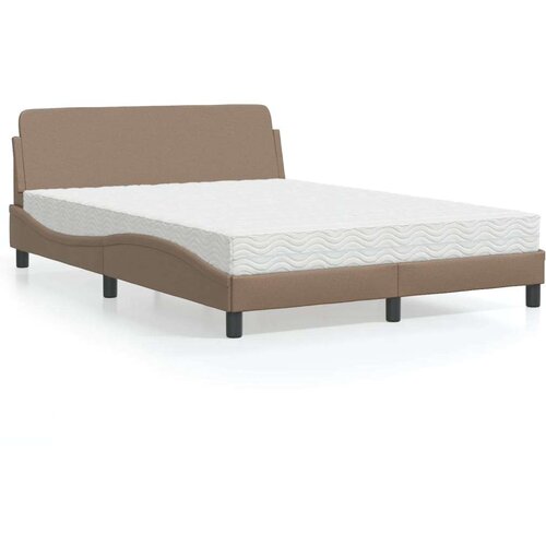 VidaXL Krevet s madracem boja cappuccina 120 x 200 cm od umjetne kože Slike