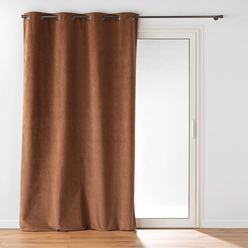 Douceur d intérieur Smeđa zavjesa od samta 140x260 cm Olympe – Cijene