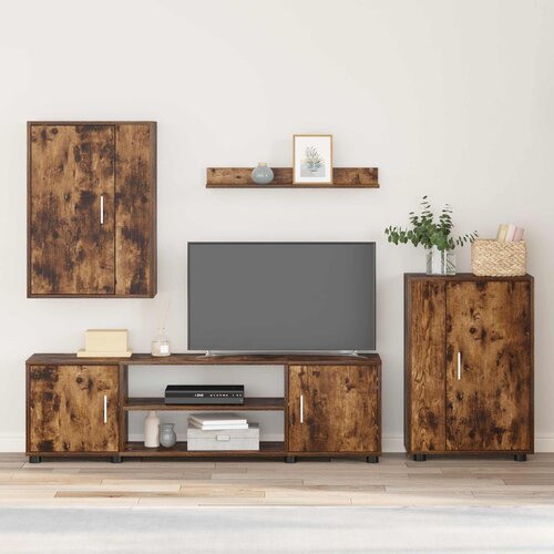  Set TV komoda Zidne 4 pcs Dimljeni hrast Konstruirano drvo Cijene