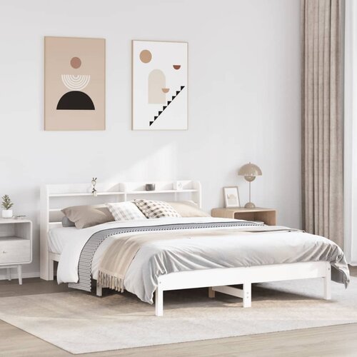 Furnova Posteljni okvir brez vzmetnice bel 135x190 cm trdna borovina, (21933882) Slike