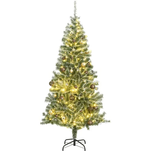 vidaXL Umjetno božićno drvce 300 LED s kuglicama i snijegom 180 cm