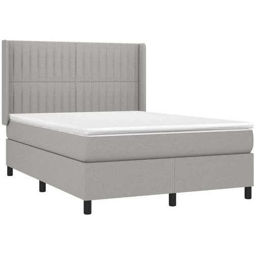  Krevet box spring s madracem LED svjetlosivi 140x200 cm tkanina Slike