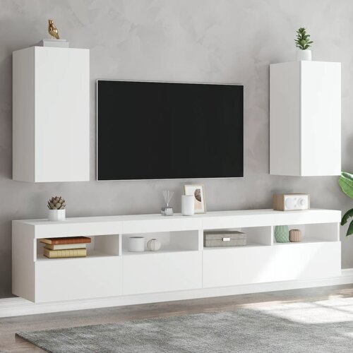  The Living Store Stenske TV omarice z LED lučkami 2 kosa bela 30,5x35x70 cm - TV Stenska Omarica, (21555167) Slike