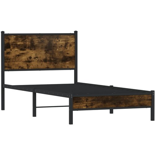 VidaXL metalni okvir kreveta s uzglavljem boja hrasta 80 x 200 cm Slike