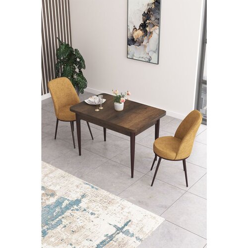 Hanah home trpezarijski set Nil, sto i 2 stolice, ploča u dekoru drveta Baroque, kapućino tkanina Babyface Cene