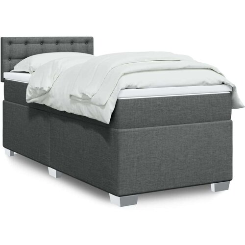 vidaXL Box spring postelja z vzmetnico temno siva 90x200 cm blago Cene