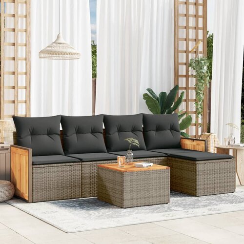 vidaXL 6-dijelni set vrtnih sofa od poliratana s jastucima sivi Cijene