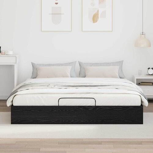  Otomanski krevet s pohranom Crni Hrast 203 x 180 x 25 cm Slike