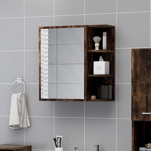 vidaXL Kopalniška omarica z ogledalom dimljeni hrast 62,5x20,5x64 cm Cene